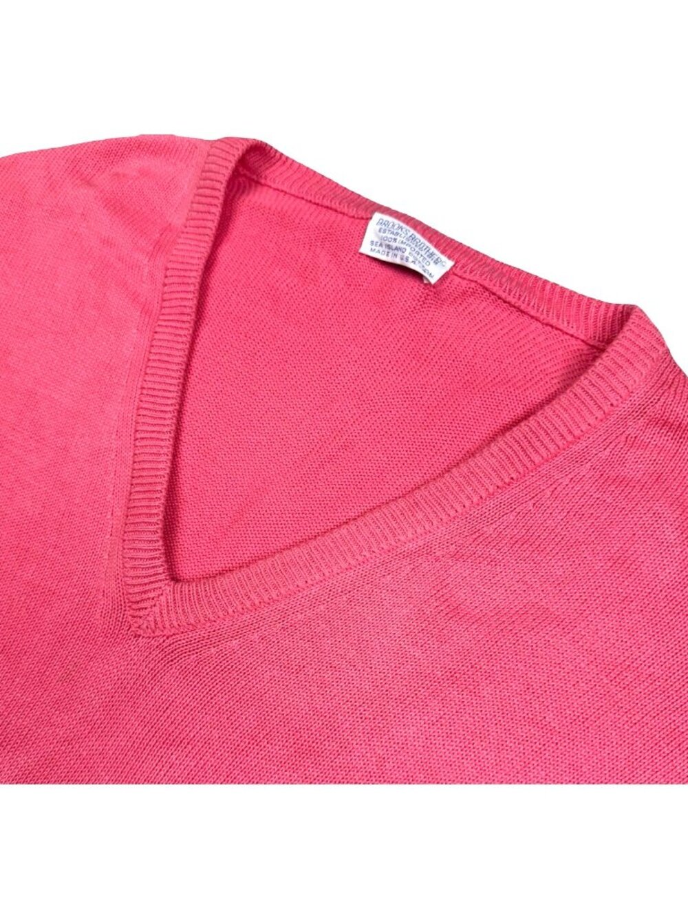 VTG Brooks Brothers Men’s 100% Cotton V-Neck Sweater Pink • USA • Size 44